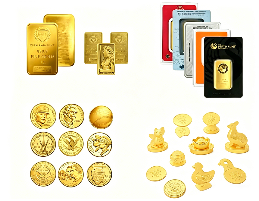 gold bar and coin 