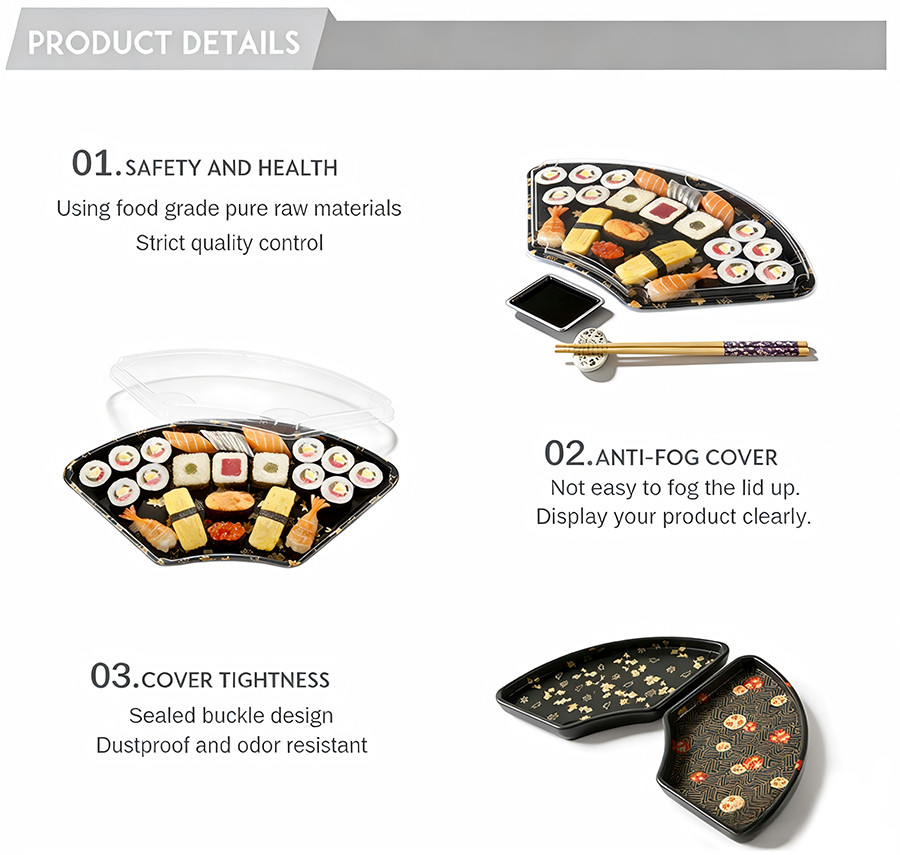 Fan-shaped Disposable Sushi Tray