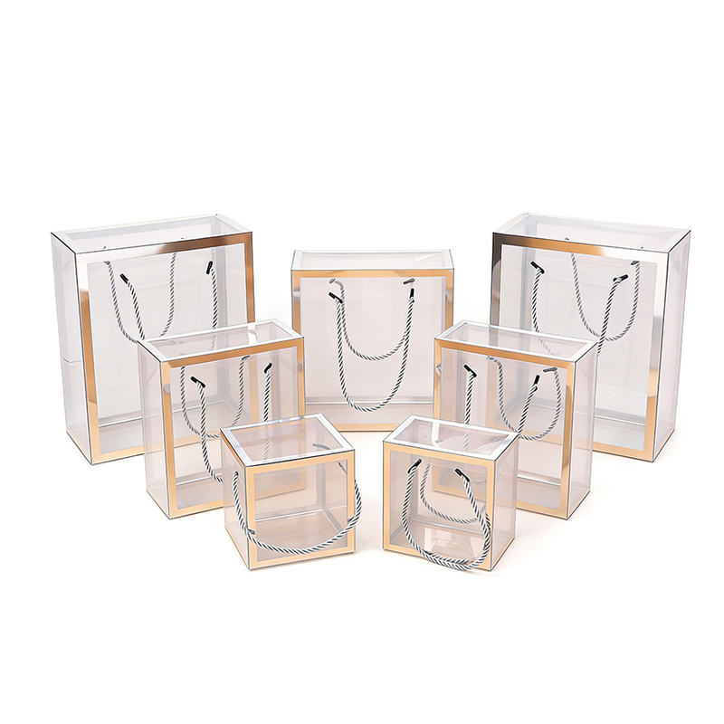 Clear Plastic Tote Box with Gold Stamping 