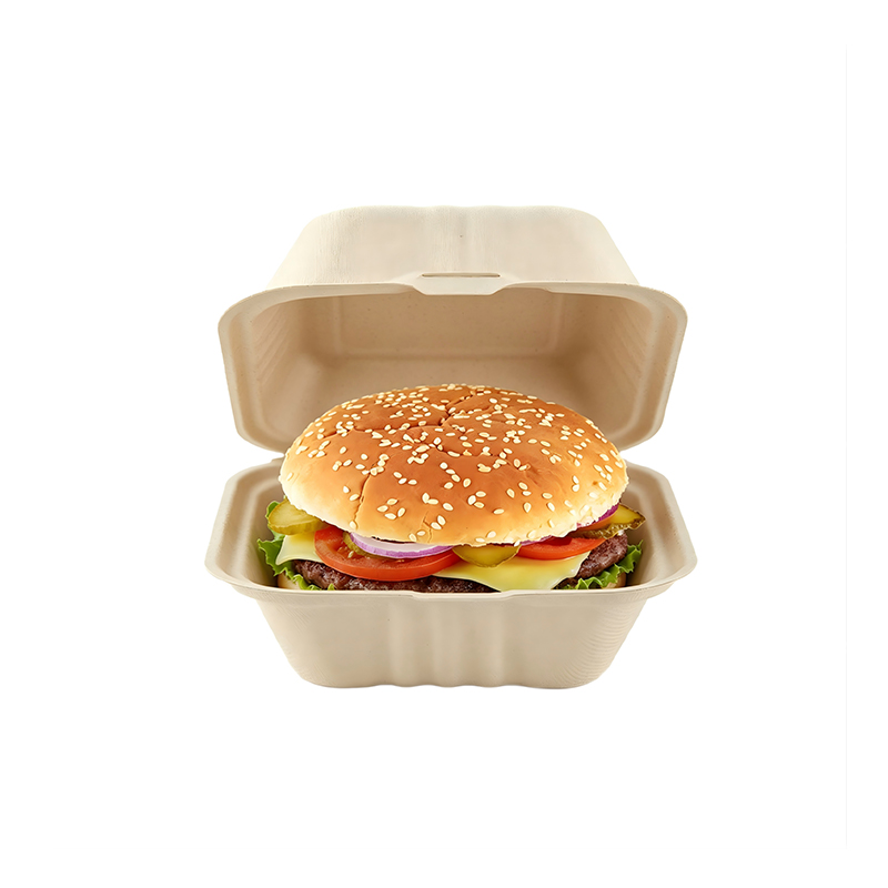 6x6 Clamshell Bagasse Hamburger Box 