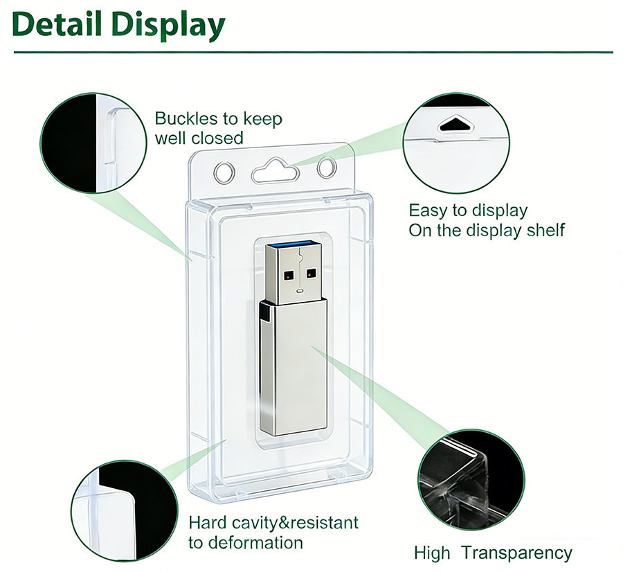 Custom USB Clamshell Plastic Blister Packaging