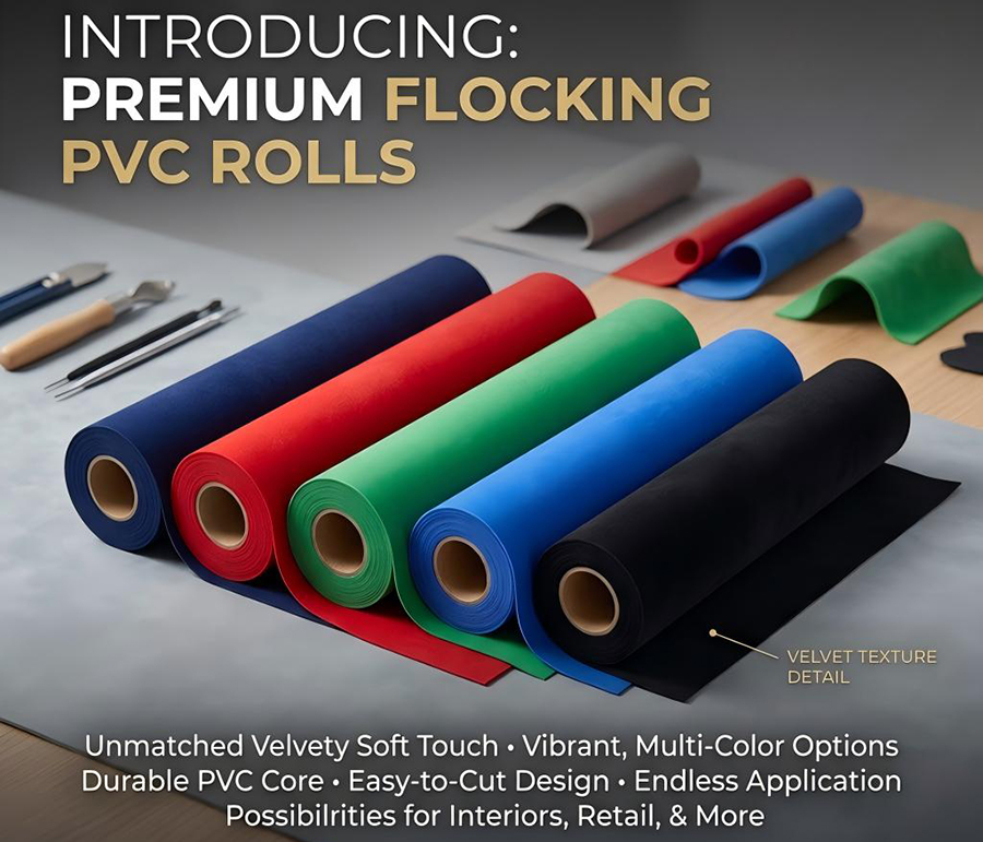 Custom Rigid Color Flocking PVC Roll, Velvet Flocked PVC Sheet ...