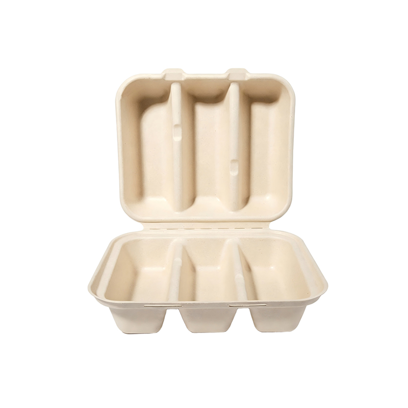 Wholesale 3 Compartment Bagasse Burger Clamshell