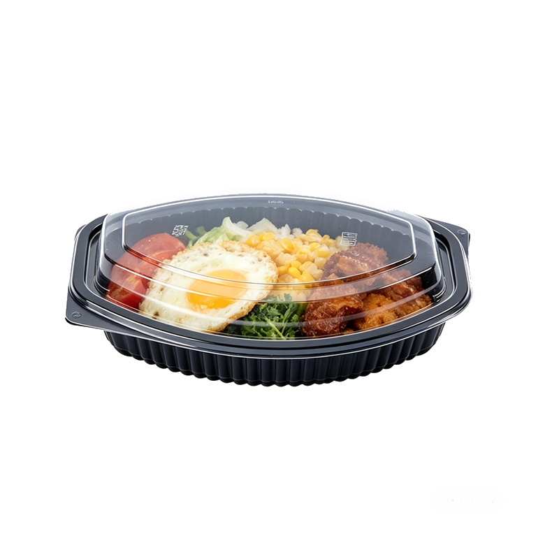 Black Plastic Deli Trays with Clear Lids