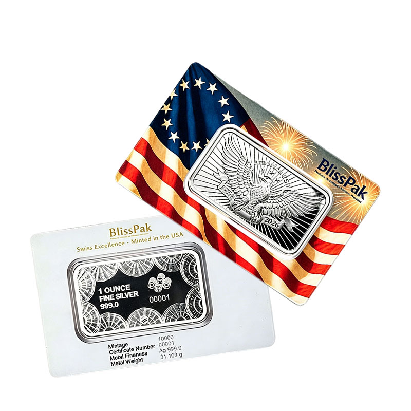 Custom 1 Oz Silver Bar Card Packaging