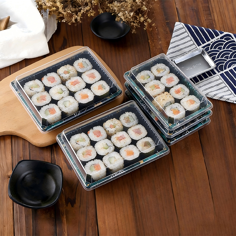 Sushi Takeout Trays with Clear Lids