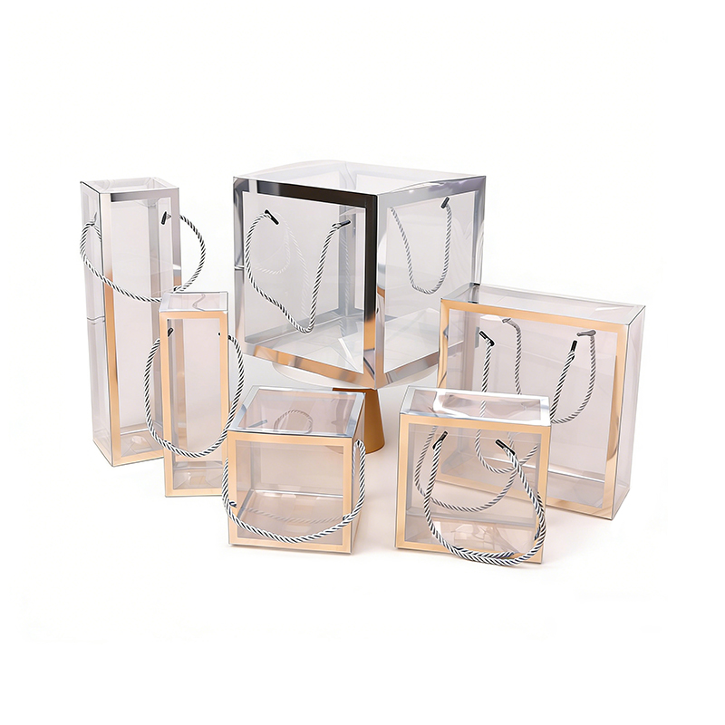 Clear Plastic Tote Box with Gold Stamping 