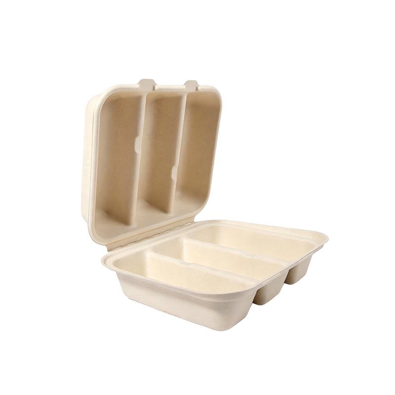 Wholesale 3 Compartment Bagasse Burger Clamshell