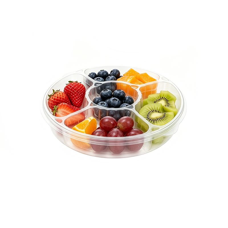 Custom Round 5 Compartment PET Tray with Lid