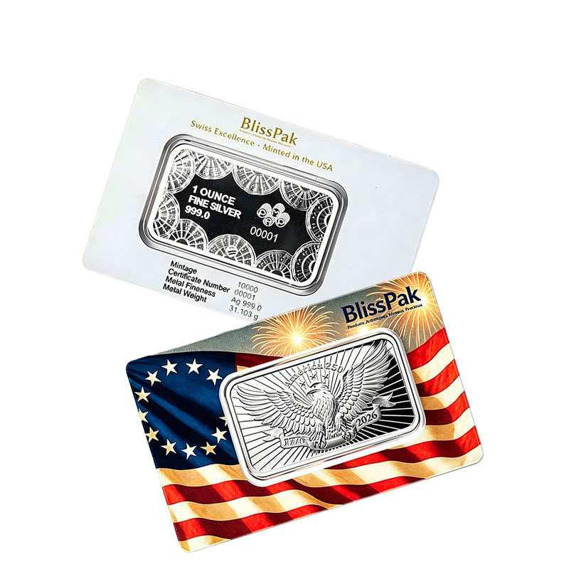 Custom 1 Oz Silver Bar Card Packaging