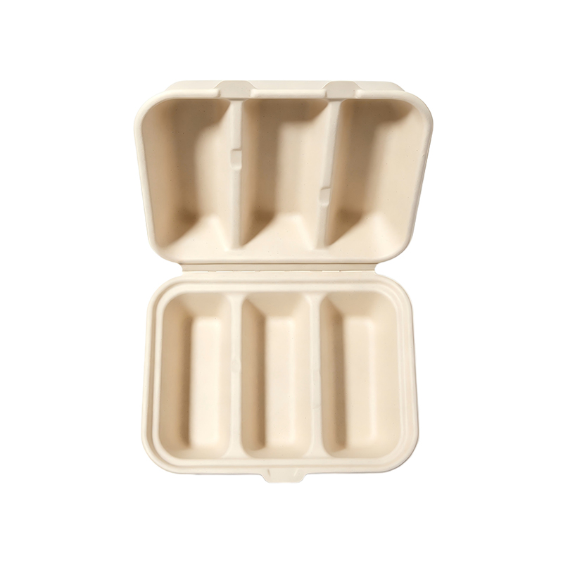 Wholesale 3 Compartment Bagasse Burger Clamshell