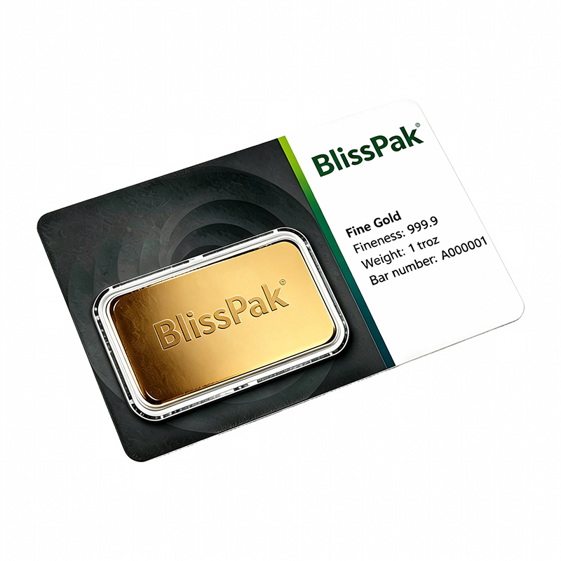 Custom 1 oz Gold Bar Blister Card