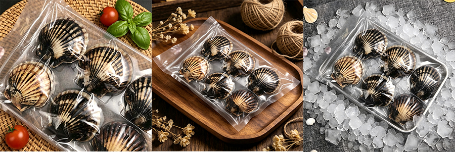 Wholesale Seafood Scallop Clear Clamshell