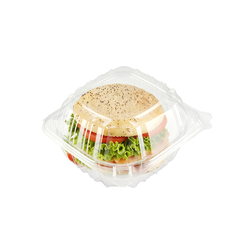 Clear Plastic Hamburger Clamshell with Hinged Lid