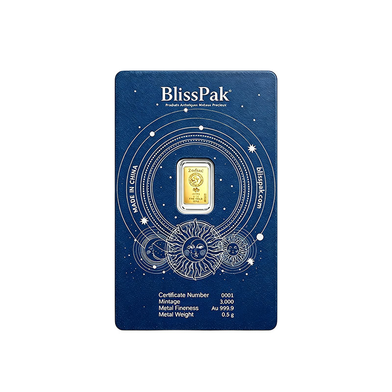 Zodiac Gold Bar Blister Card