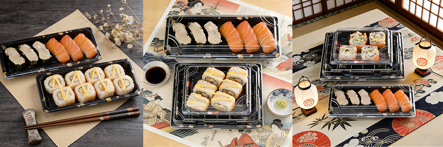 Sushi Takeaway Packaging Trays With Lid