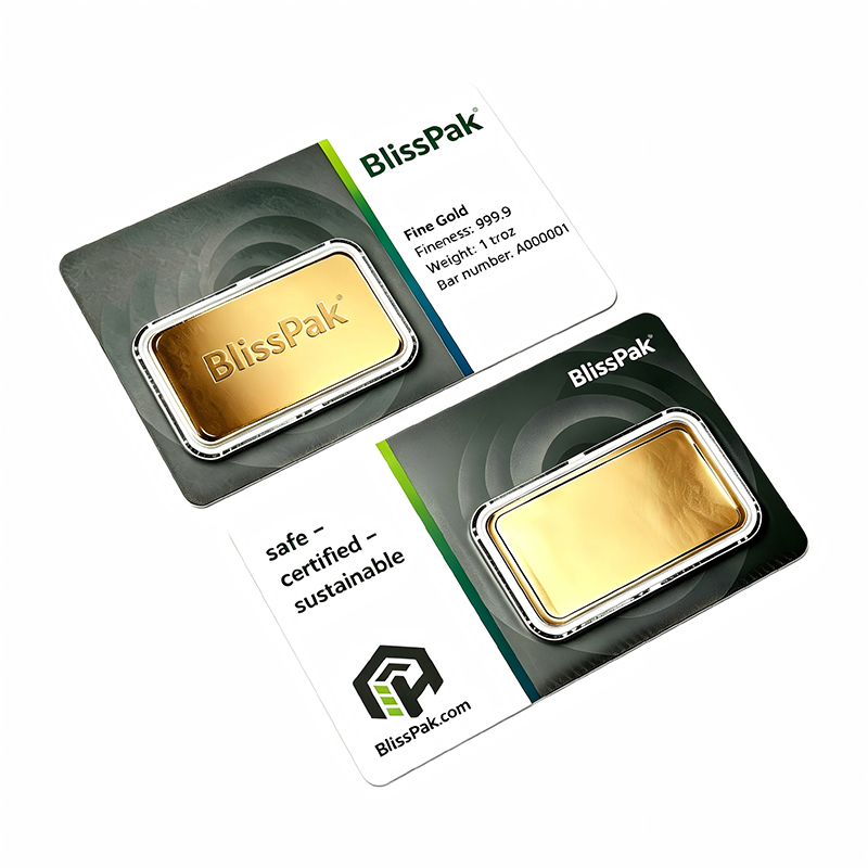 Custom 1 oz Gold Bar Blister Card