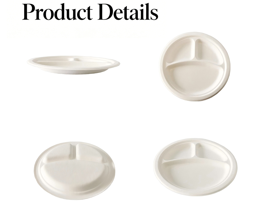 Compostable Sugarcane Bagasse Plastic Plates
