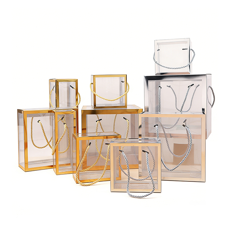 Clear Plastic Tote Box with Gold Stamping