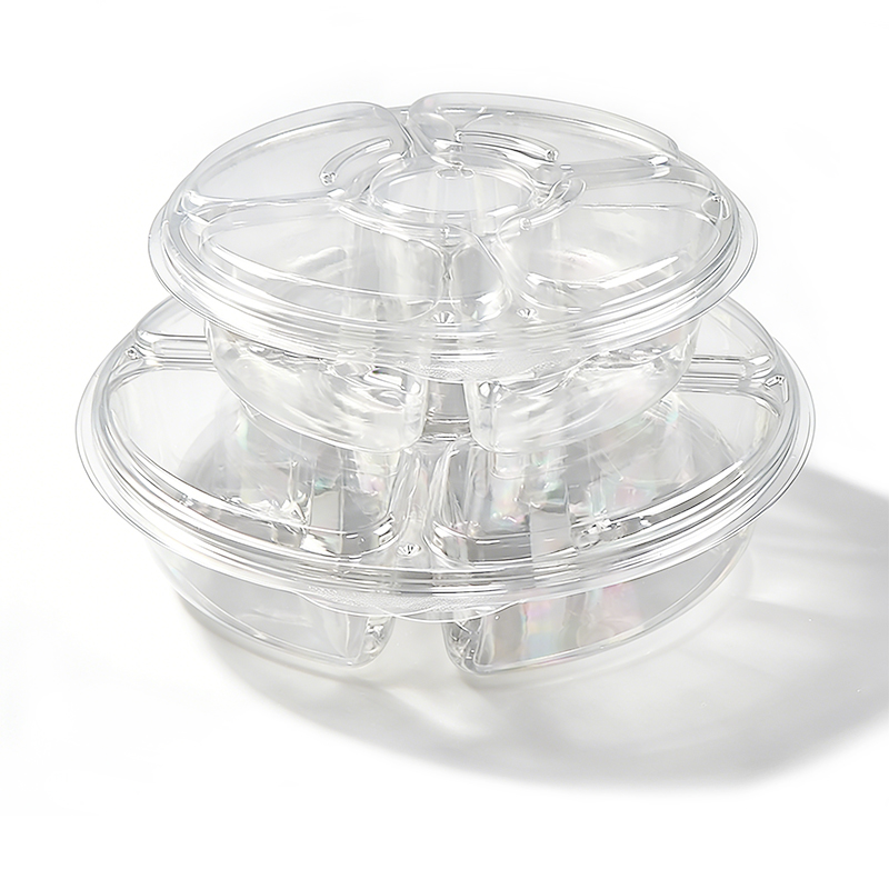 Custom 5 Compartment Round Blister Fruit Tray with Lid