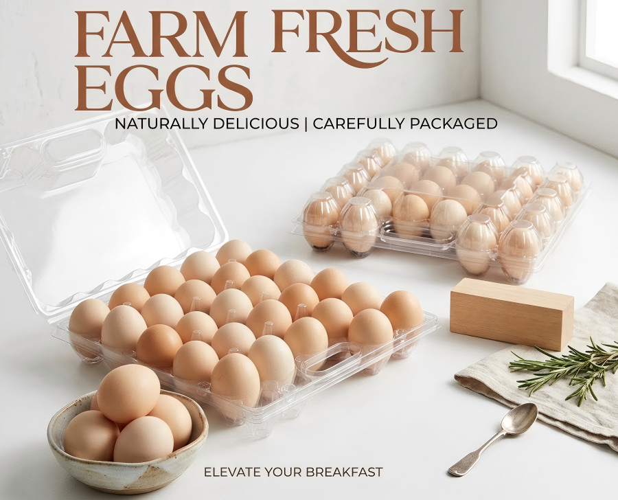 Portable Clear Plastic Egg Tray with Handle,