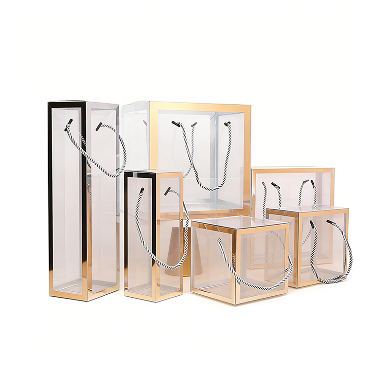 Clear Plastic Tote Box with Gold Stamping 