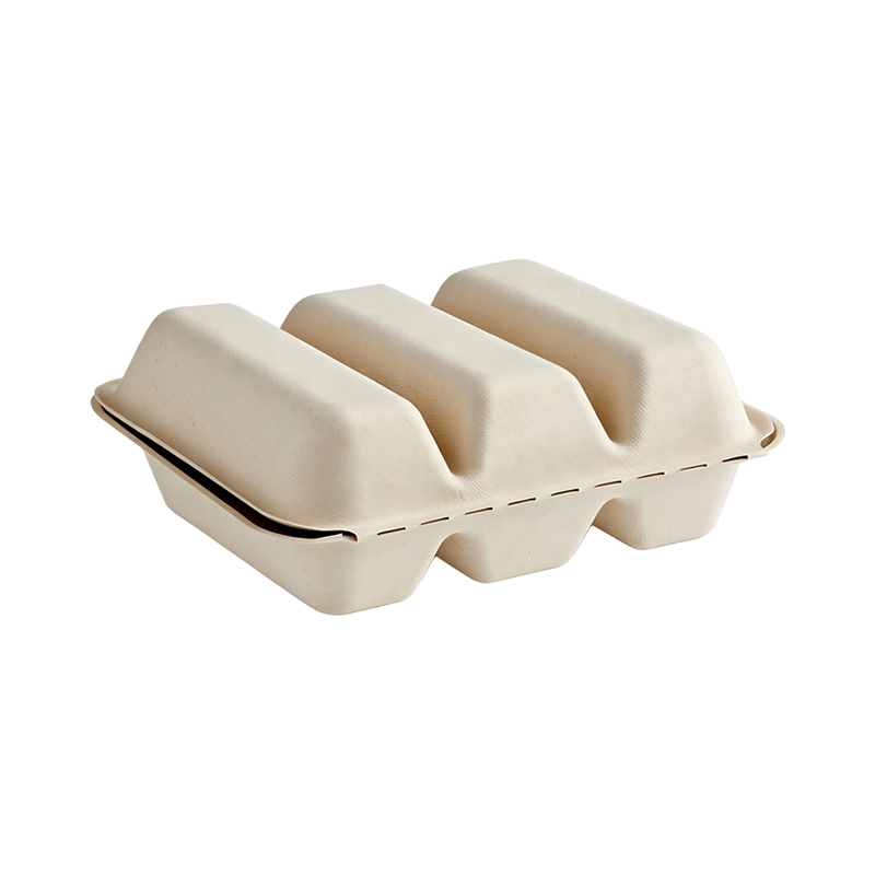 Wholesale 3 Compartment Bagasse Burger Clamshell
