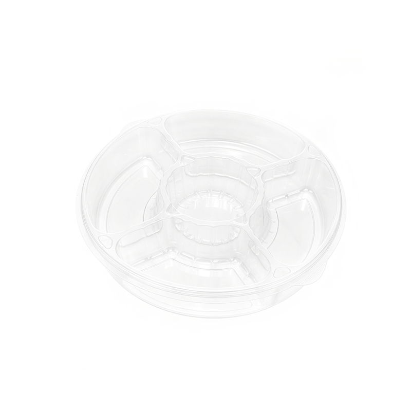 Custom Round 5 Compartment PET Tray with Lid