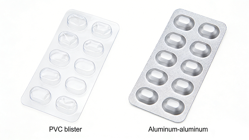 PVC vs Alu Alu blister packaging comparison pharmaceutical materials