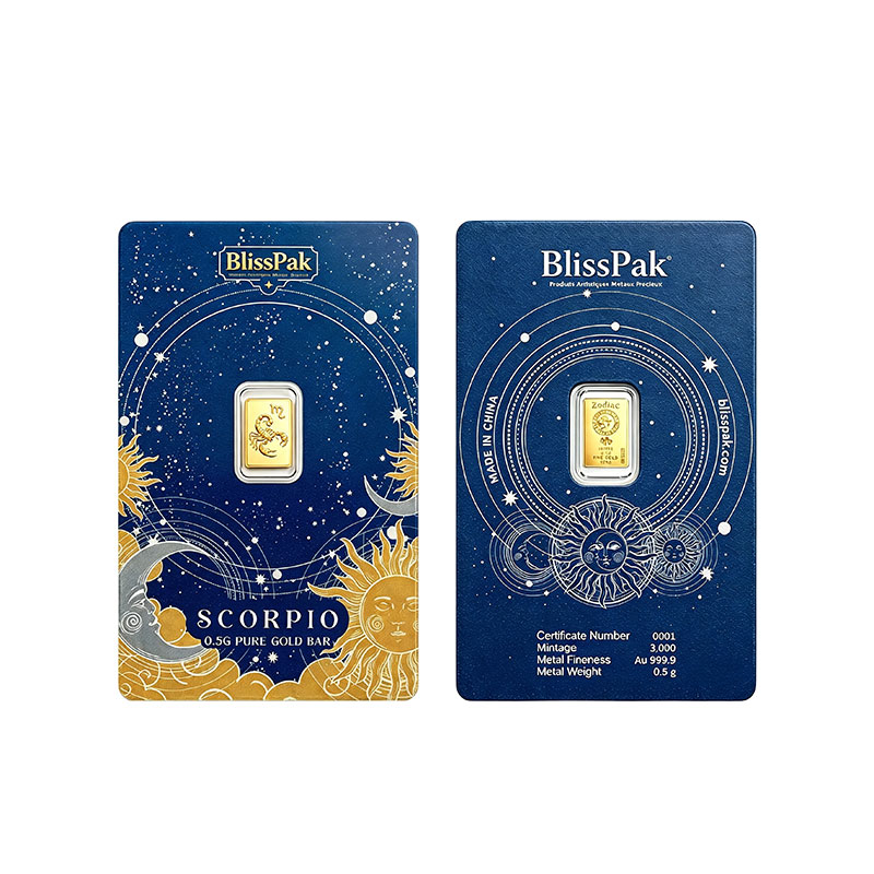 Zodiac Gold Bar Blister Card