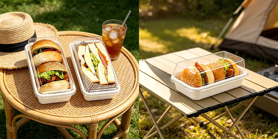 Double Hamburger Clamshell Takeout Box